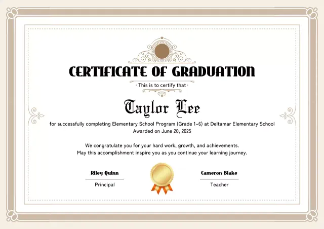 Sertifikat Kelulusan Klasik Beige