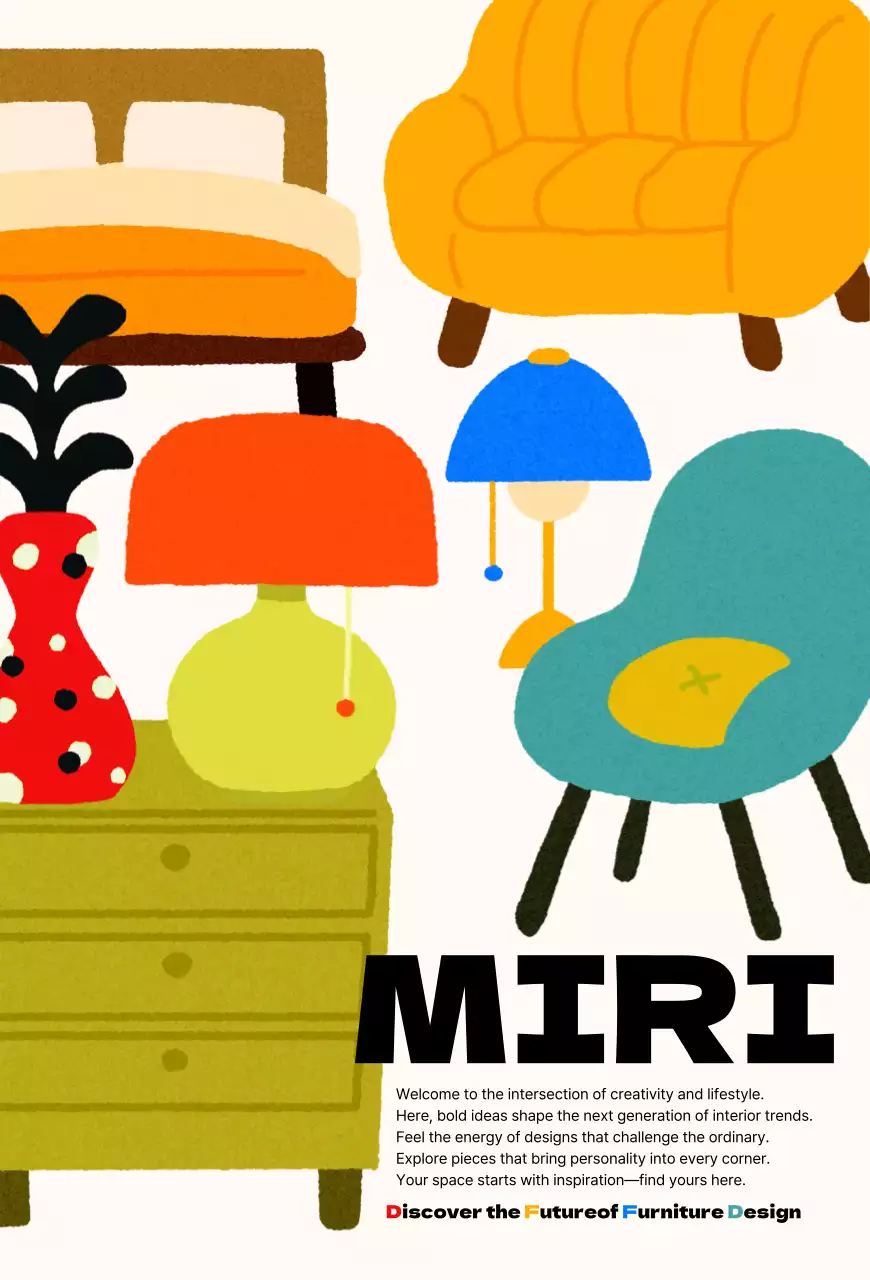 주황 팝 가구 디자인 광고