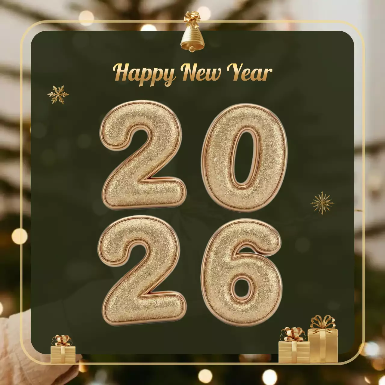 2026년 골드 엘레강트 새해 카드