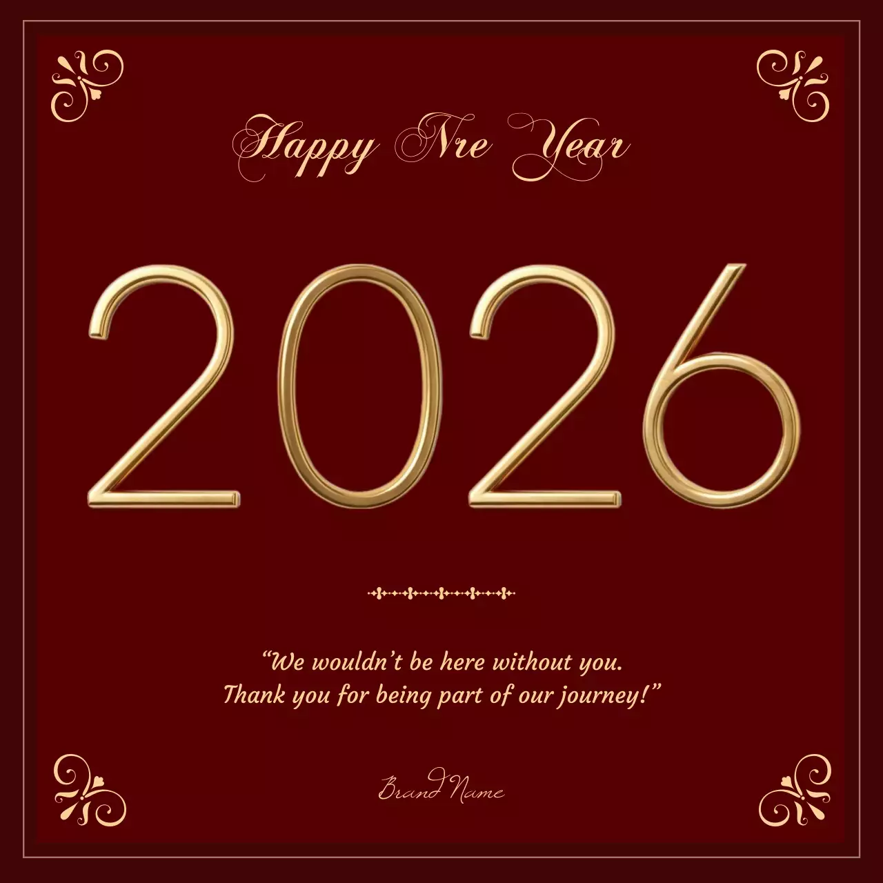 마룬색 우아한 새해 카드