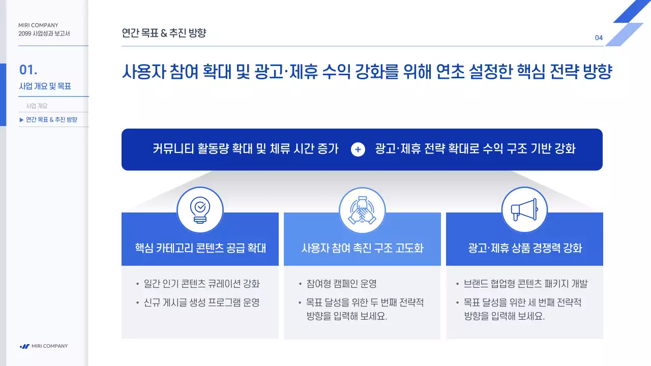 파랑 모던 사업 보고서 보고서