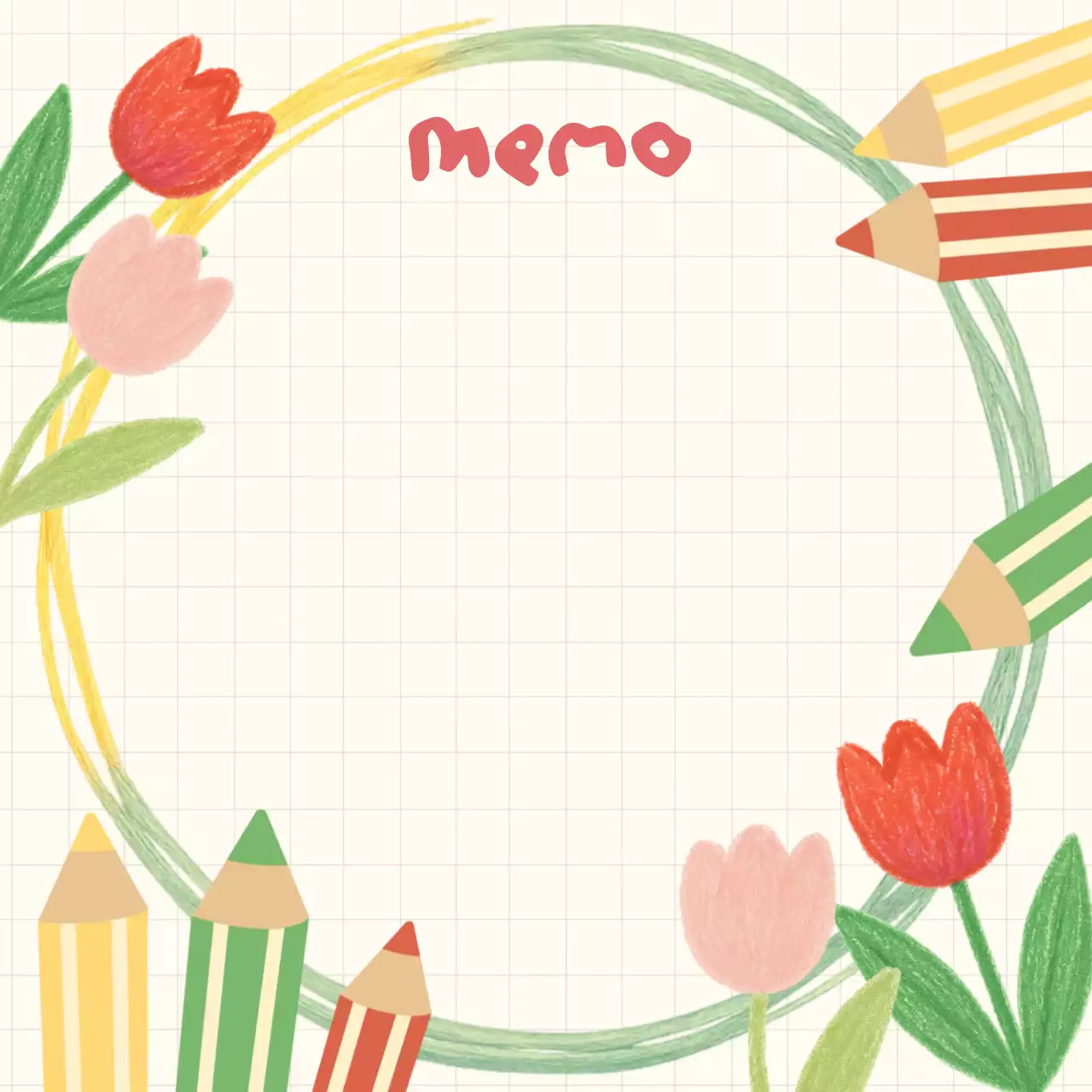 아기자기 색연필 튤립 기록 프레임