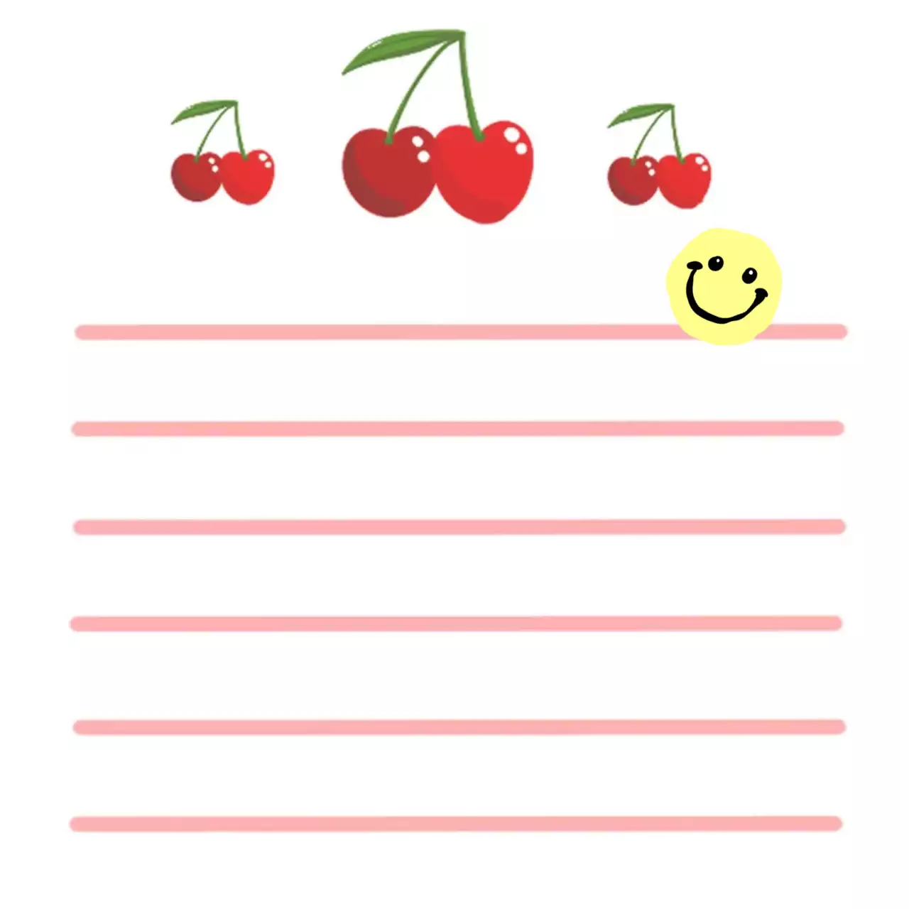 흰색 아기자기한 체리 메모