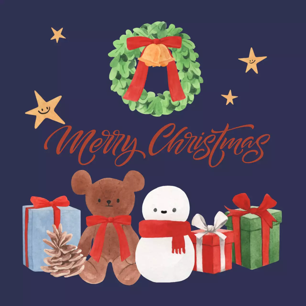 남색 아기자기한 크리스마스 선물