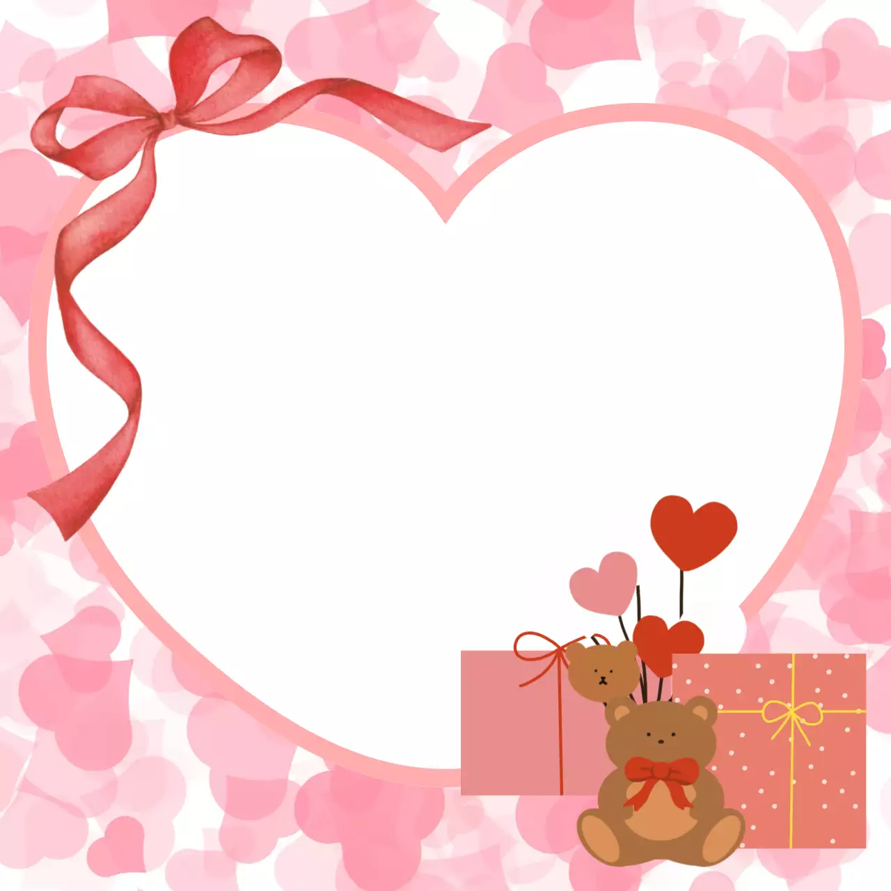 핑크 아기자기한 발렌타인데이 엽서