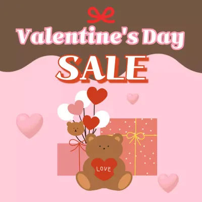 핑크 아기자기한 발렌타인데이 할인 행사
