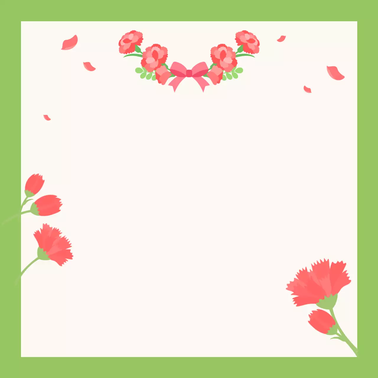 연두색 아기자기한 카네이션 프레임