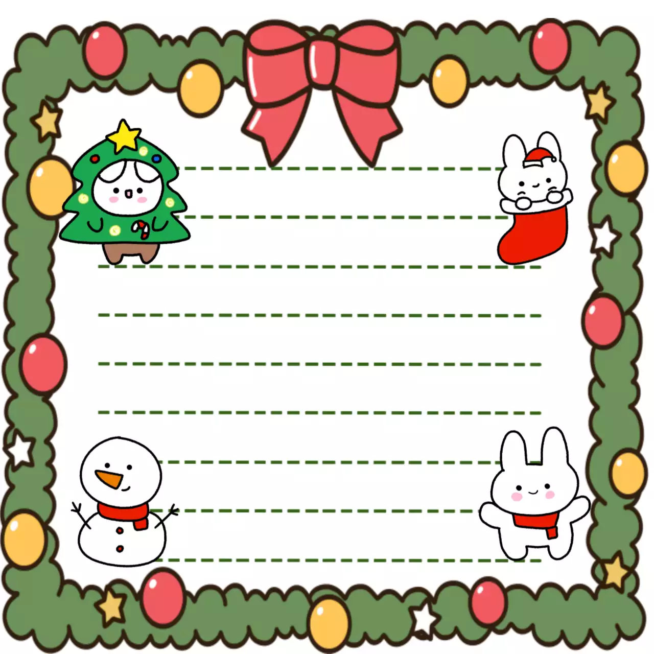 초록 아기자기한 크리스마스 토끼