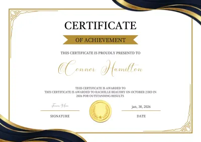 Sertifikat prestasi elegan hitam dan emas