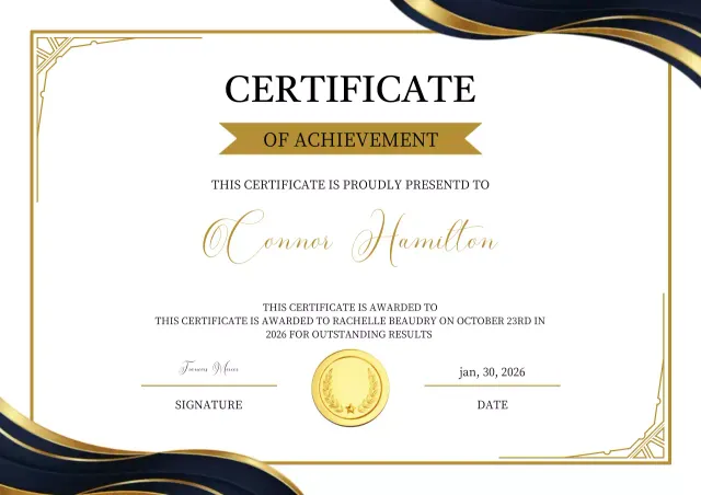 Black and gold elegant achievement certificate
