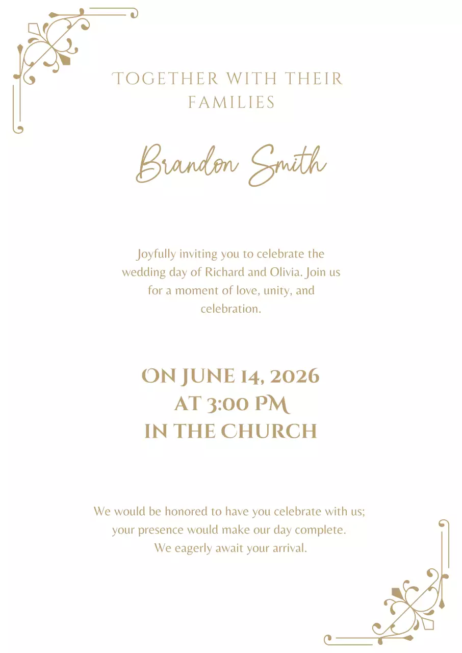 Beige Elegant Wedding Invitation for Celebration