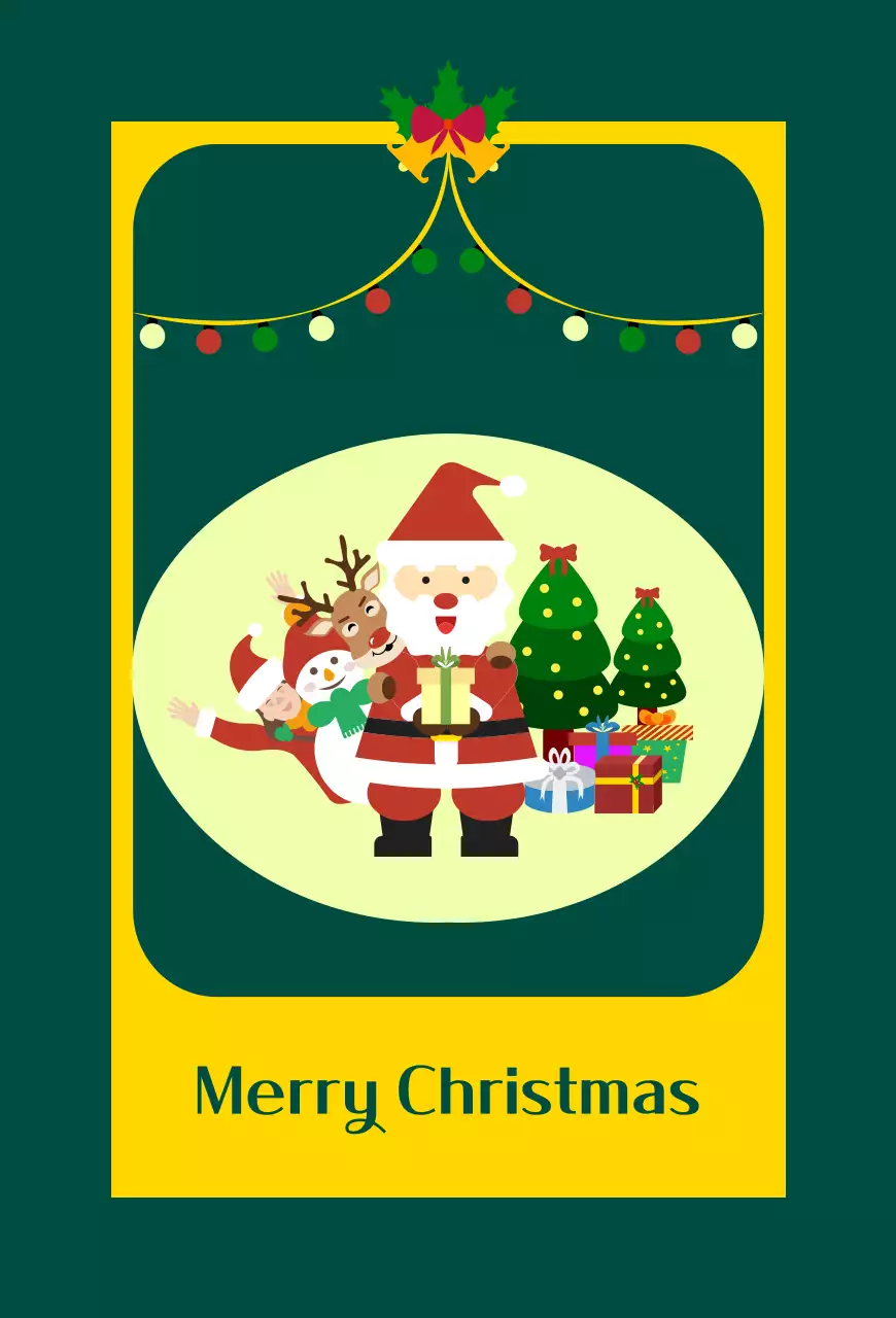 초록색과 노랑색의 심플한 크리스마스 인사