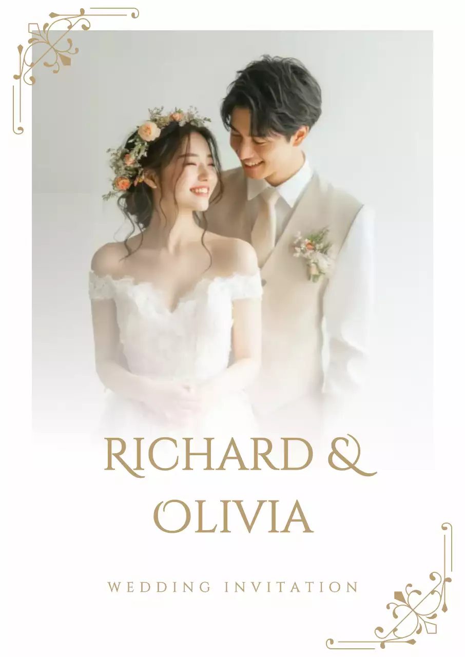 Beige Elegant Wedding Invitation for Celebration