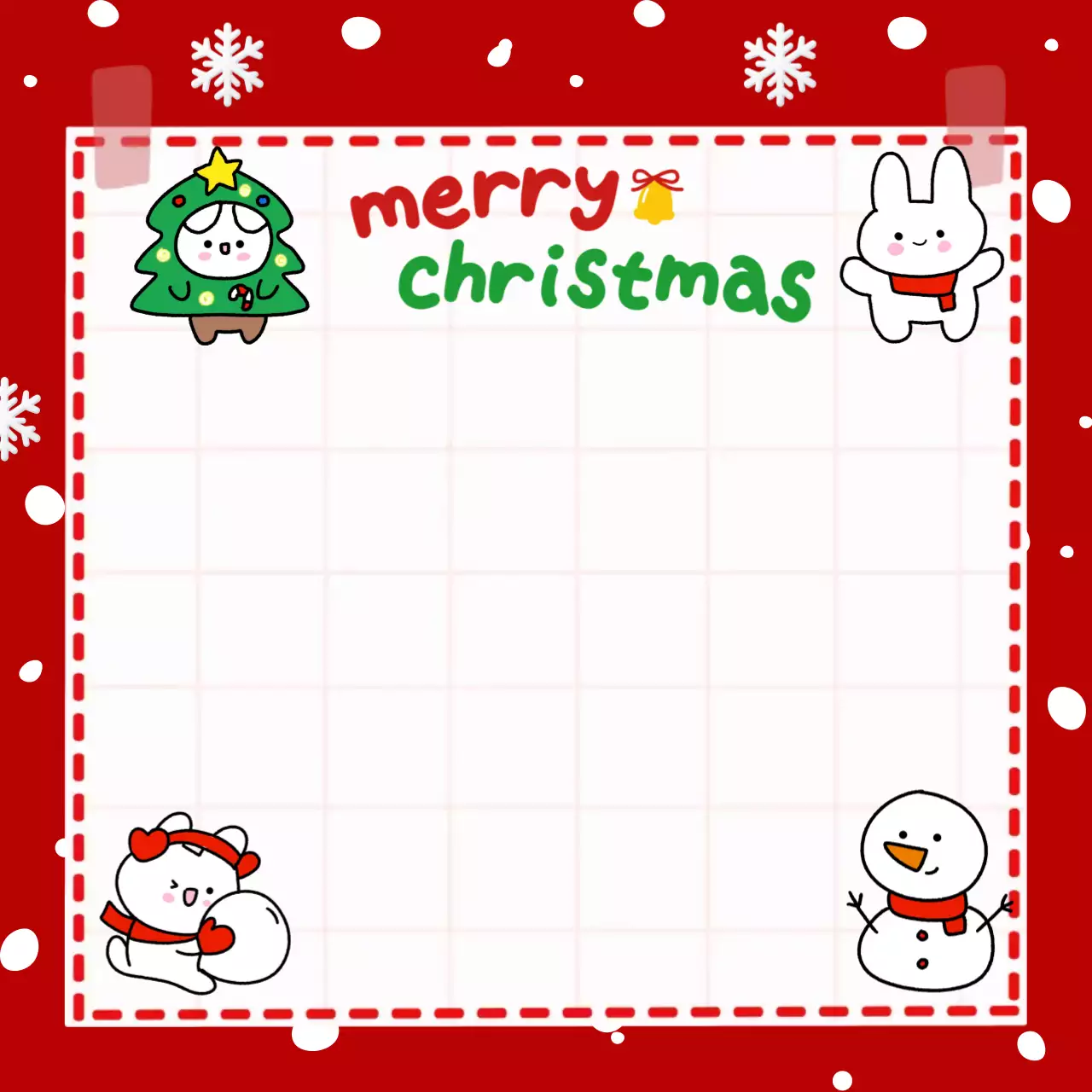 빨강 아기자기한 크리스마스 토끼