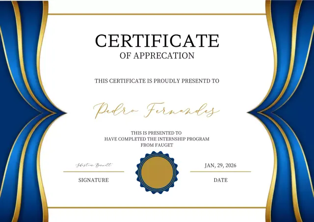 Blue and gold elegant certificate