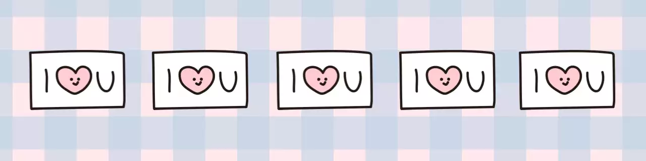 핑크블루체크 사랑메세지