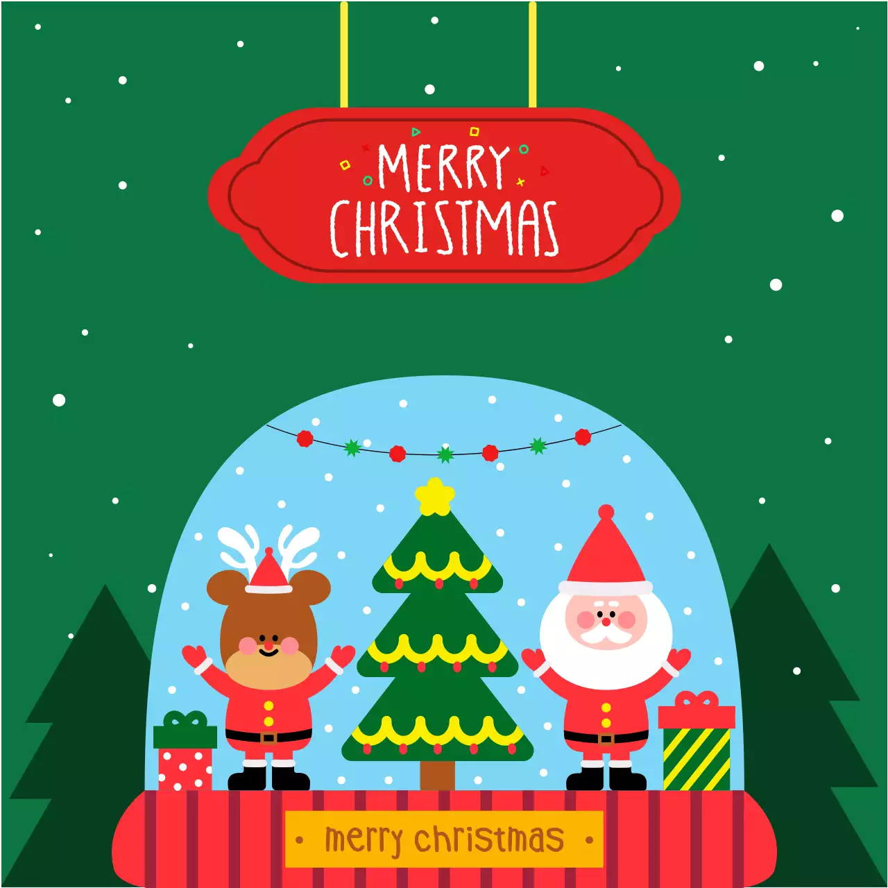 빨강 아기자기한 크리스마스 카드