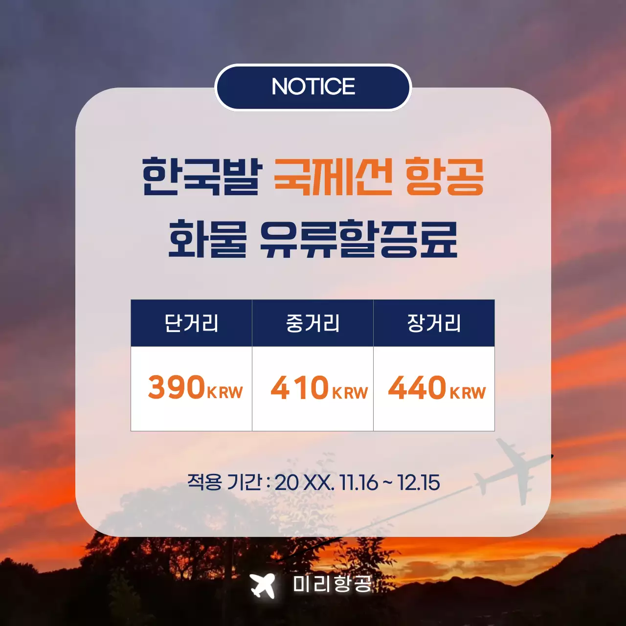 주황 깔끔 항공 안내