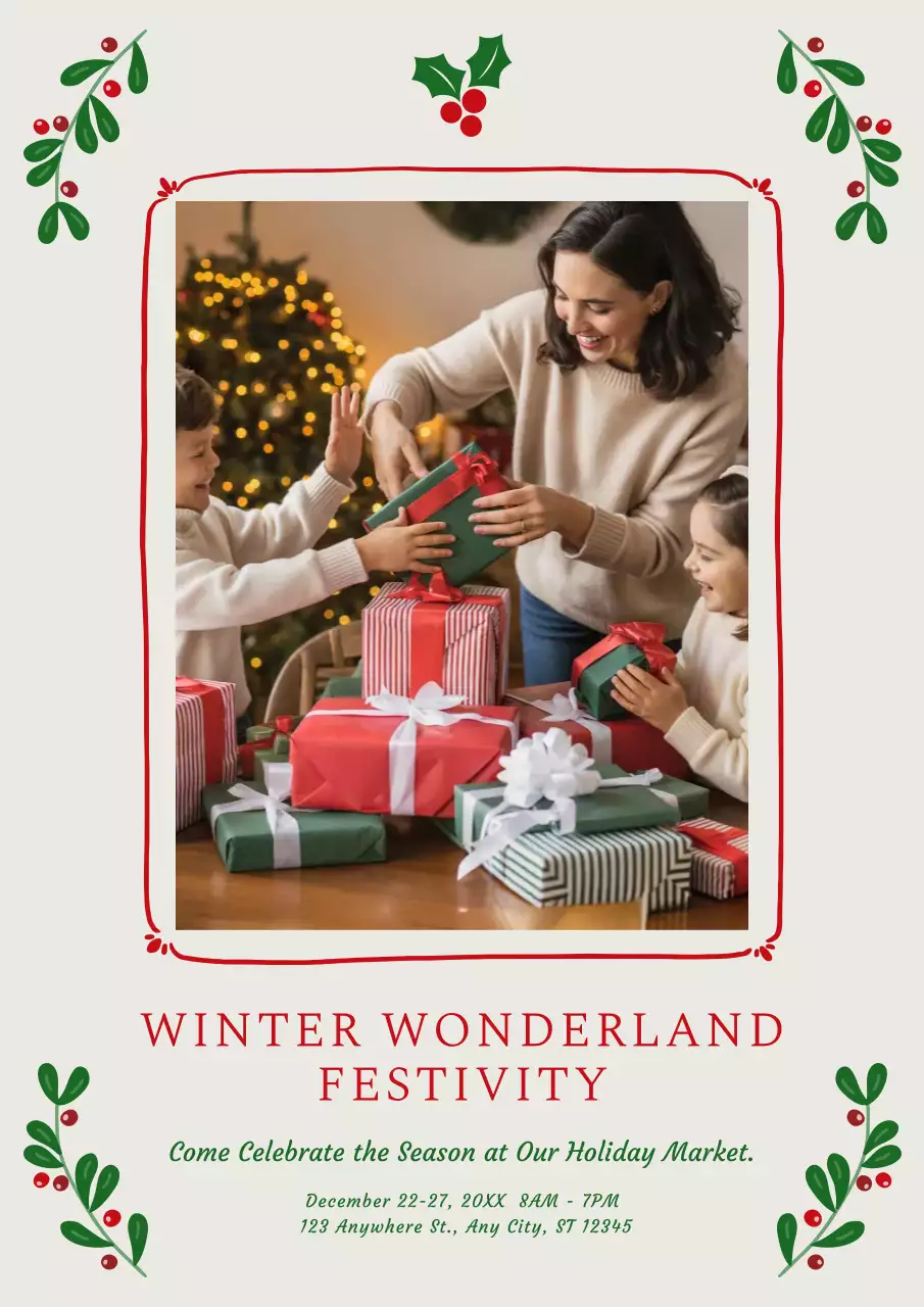 Red Traditional Holiday Invitation