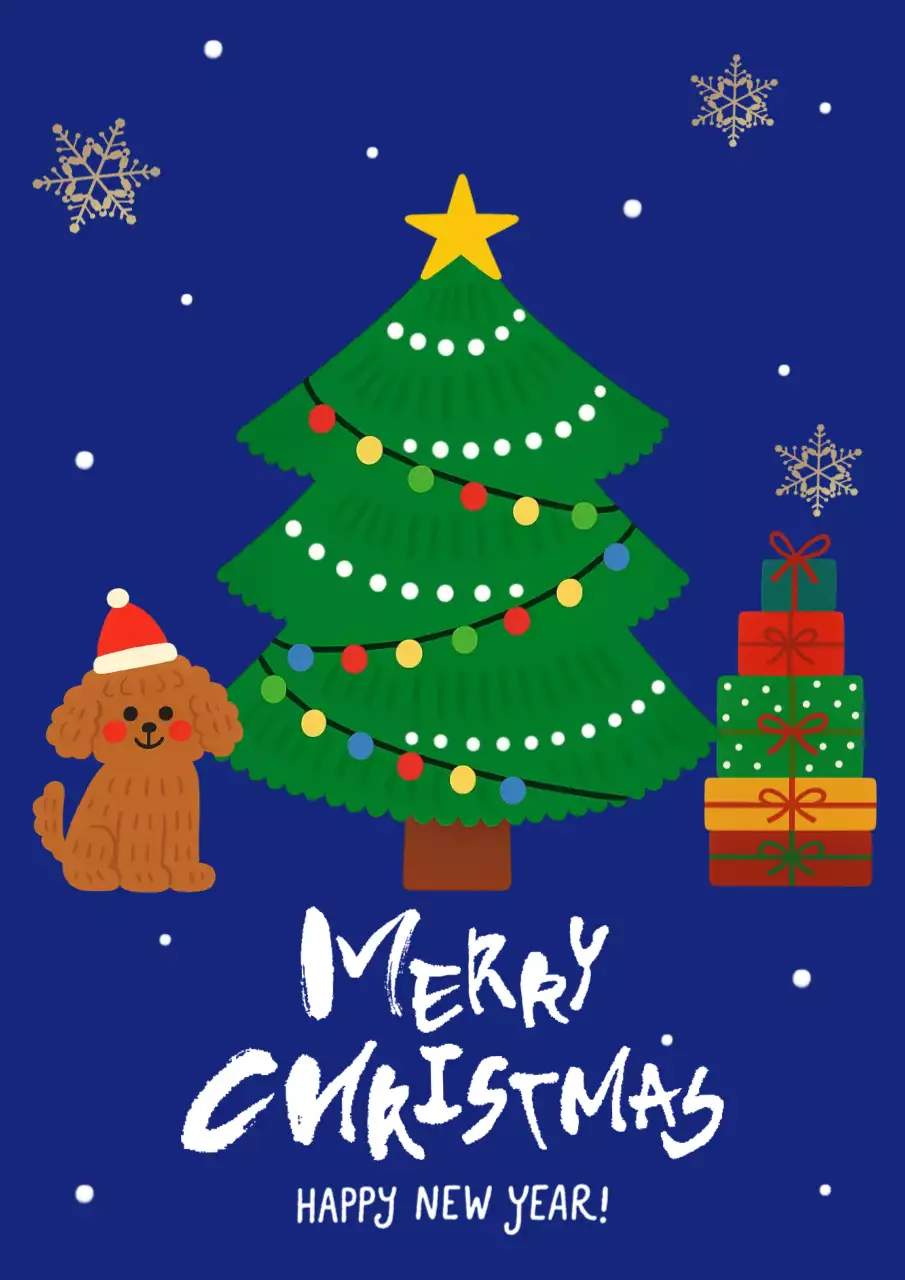 파랑 아기자기한 크리스마스 엽서