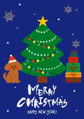 파랑 아기자기한 크리스마스 엽서