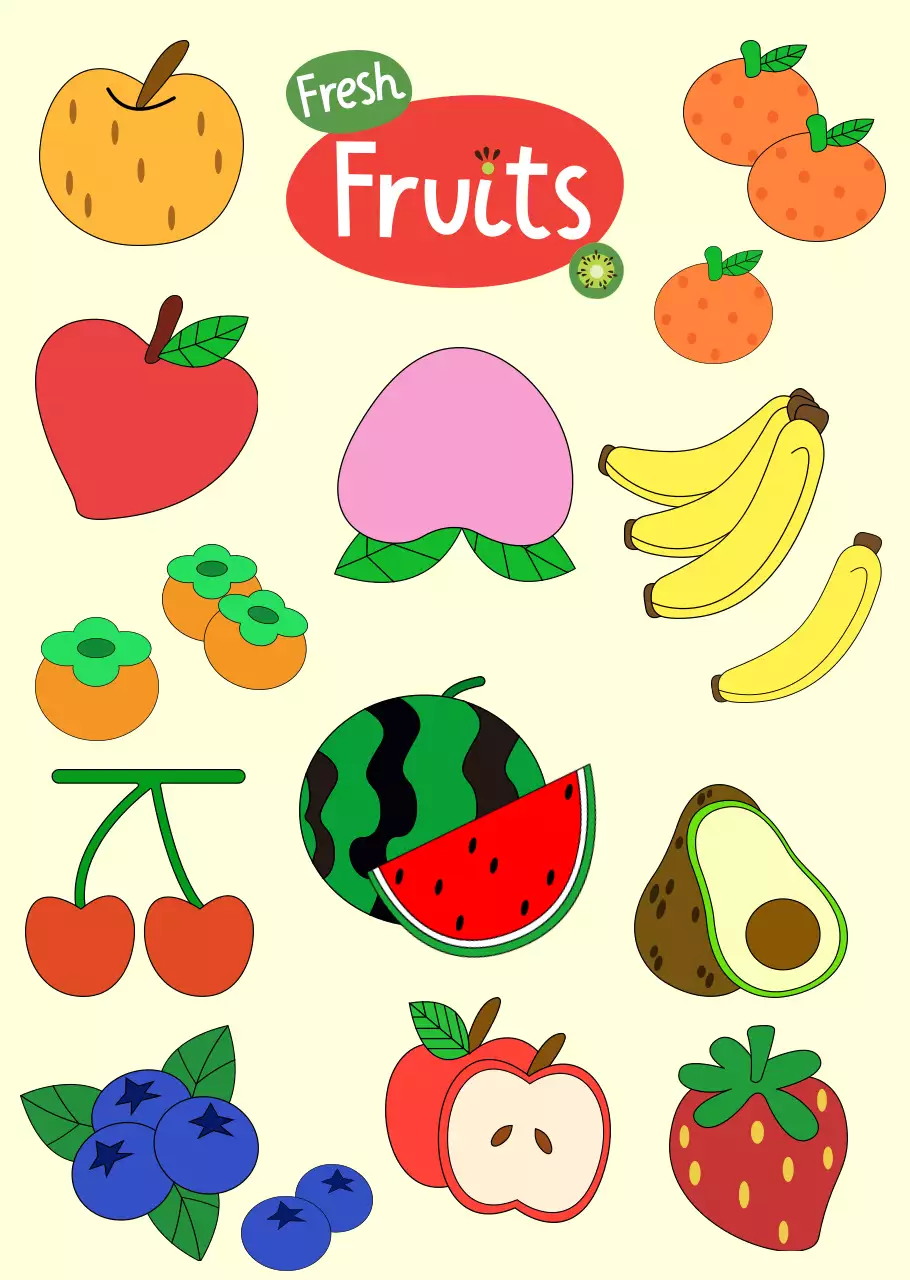 노란색 신선한 과일 일러스트