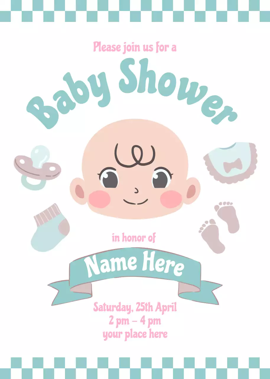 pastel cute baby invitation