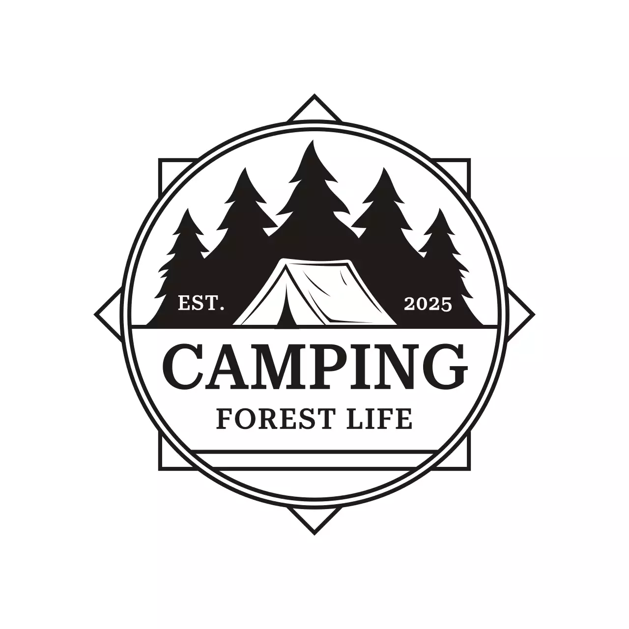 black rustic camping sticker