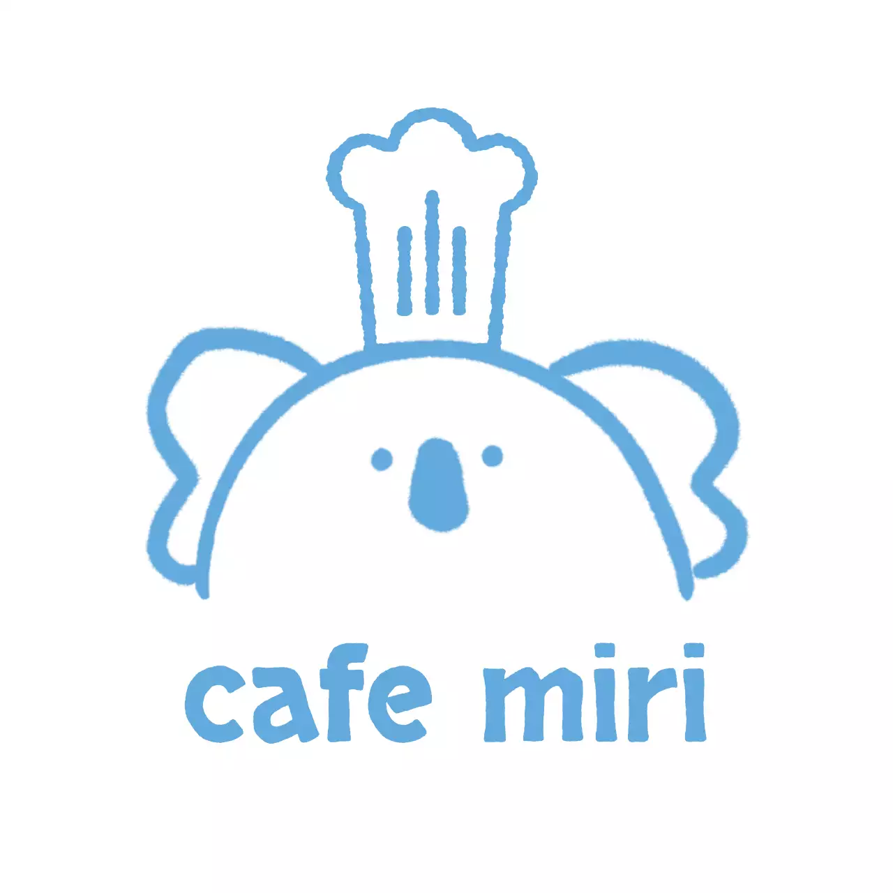 青 かわいい カフェ ロゴ イラストロゴ