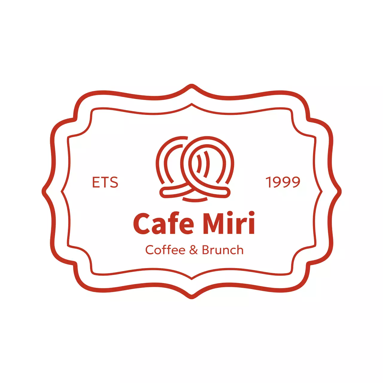 赤 シンプル カフェ ロゴ シンボルロゴ