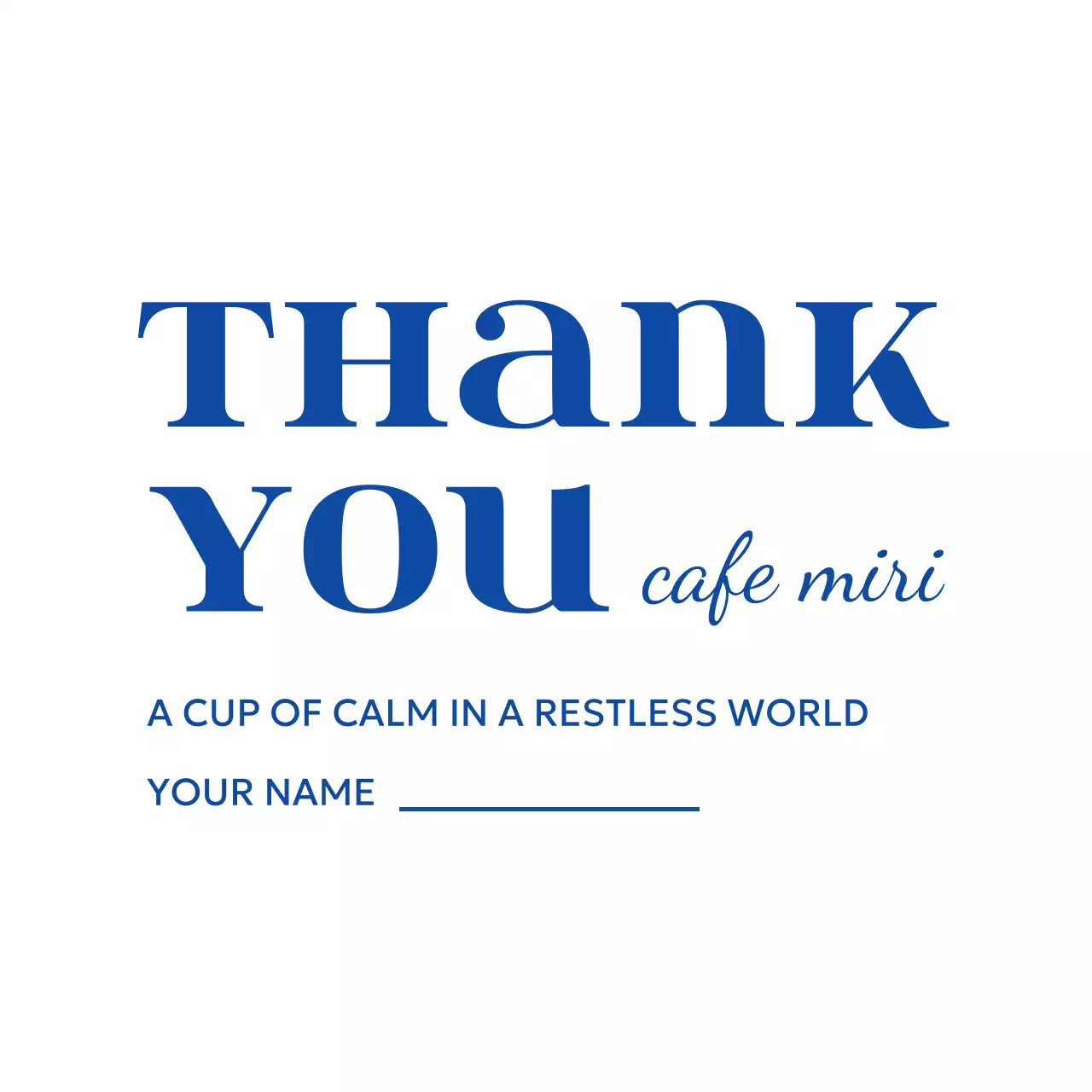 青 シンプル カフェ シール サンキュー