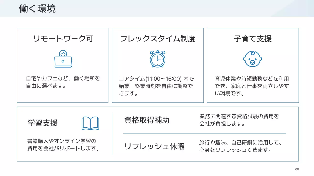 青 シンプル 採用 案内 プレゼンテーション