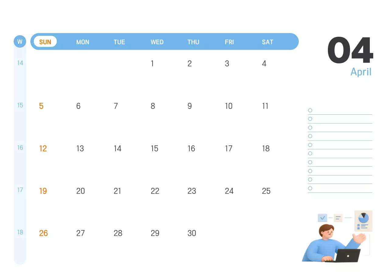 하늘색 심플 달력 홍보