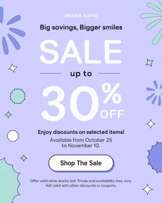 Potret Instagram Promosi Penjualan Trendi Ungu