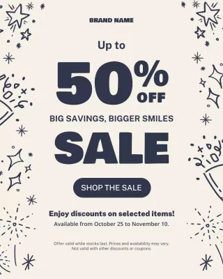 Retrato bege ousado para promoção de vendas no Instagram