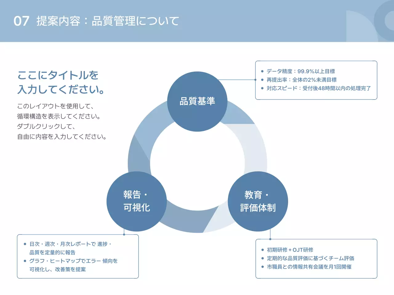 青 シンプル 施設 提案書
