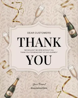 Kartu Ucapan Terima Kasih Elegan Beige Postingan Instagram