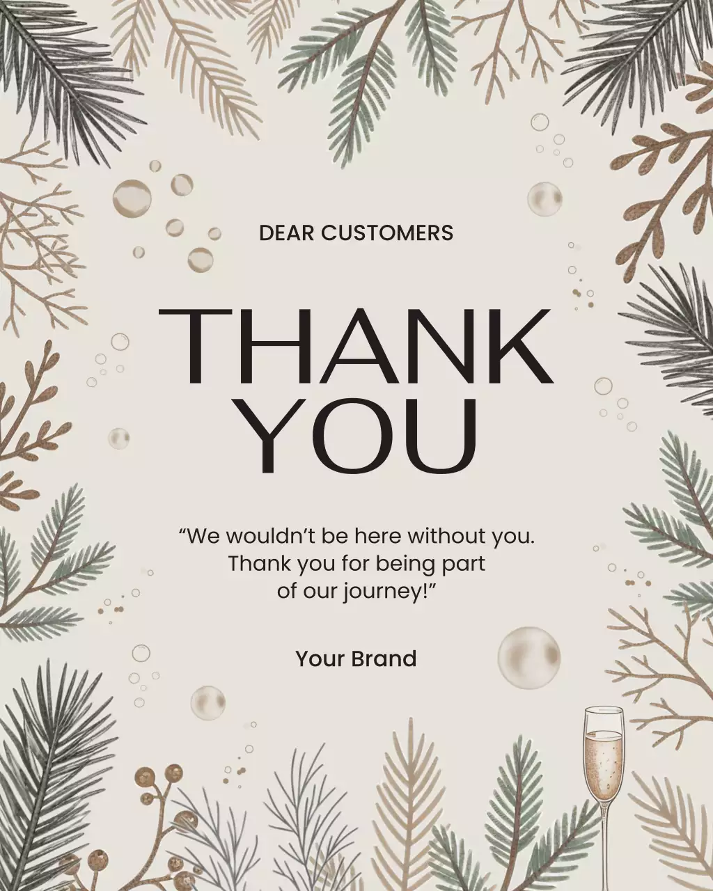 Kartu Ucapan Terima Kasih Botani Beige Postingan Instagram