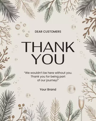 Kartu Ucapan Terima Kasih Botani Beige Postingan Instagram