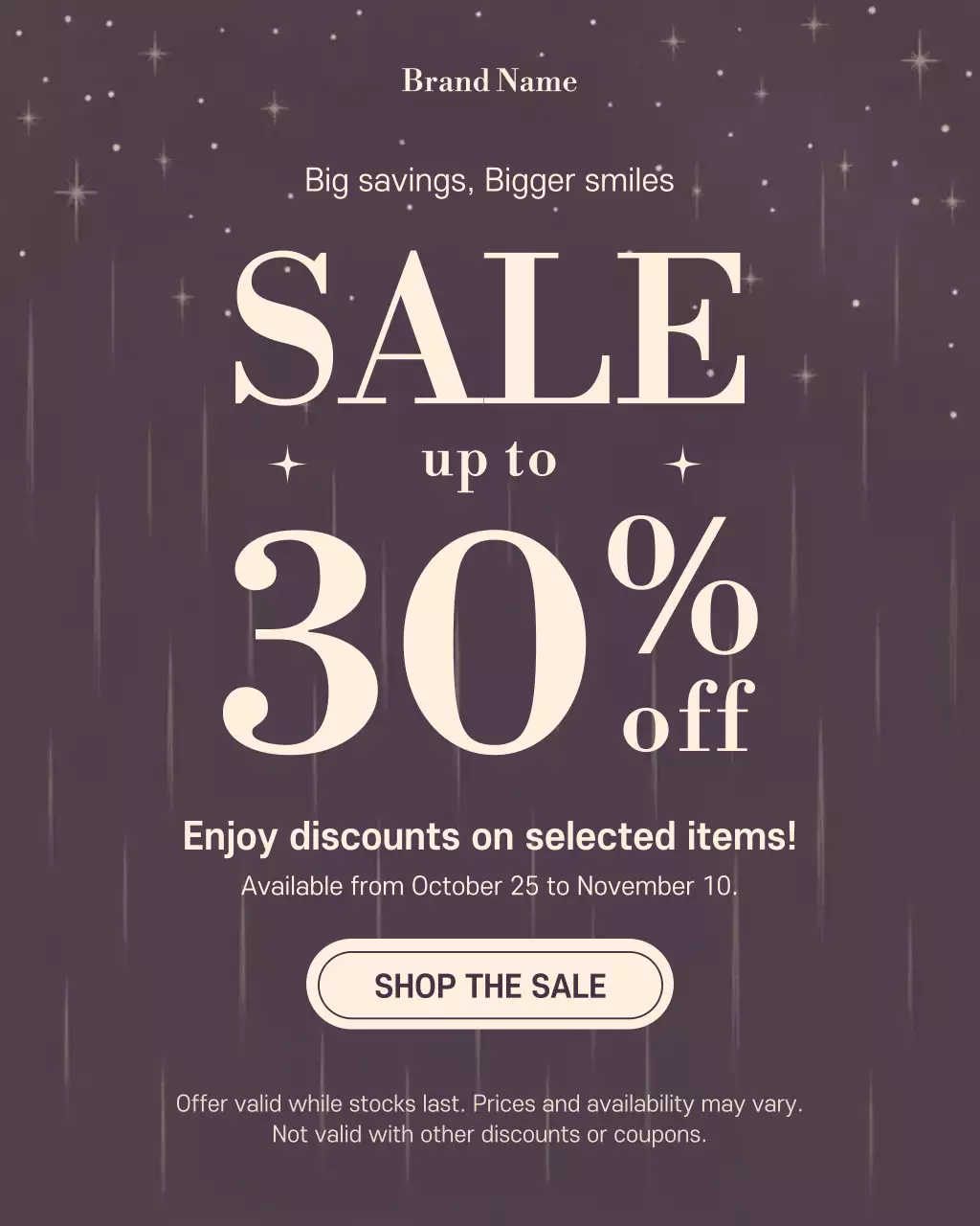 Potret Instagram Promosi Penjualan Modern Ungu