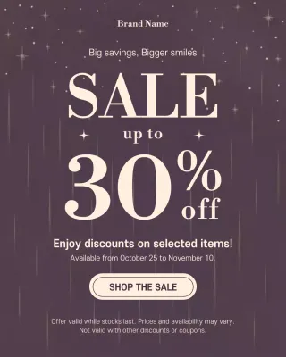 Potret Instagram Promosi Penjualan Modern Ungu