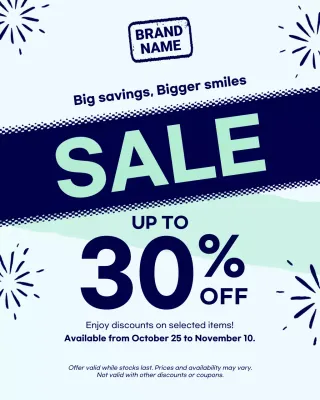 Retrato de Instagram para promoção de venda de estilo moderno da Marinha