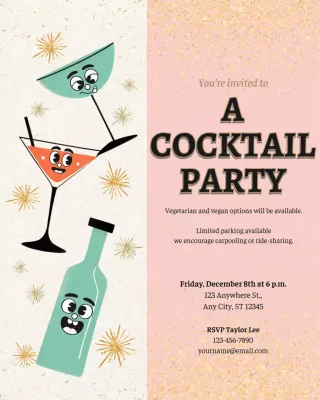 Postingan Instagram Undangan Koktail Retro Merah Muda