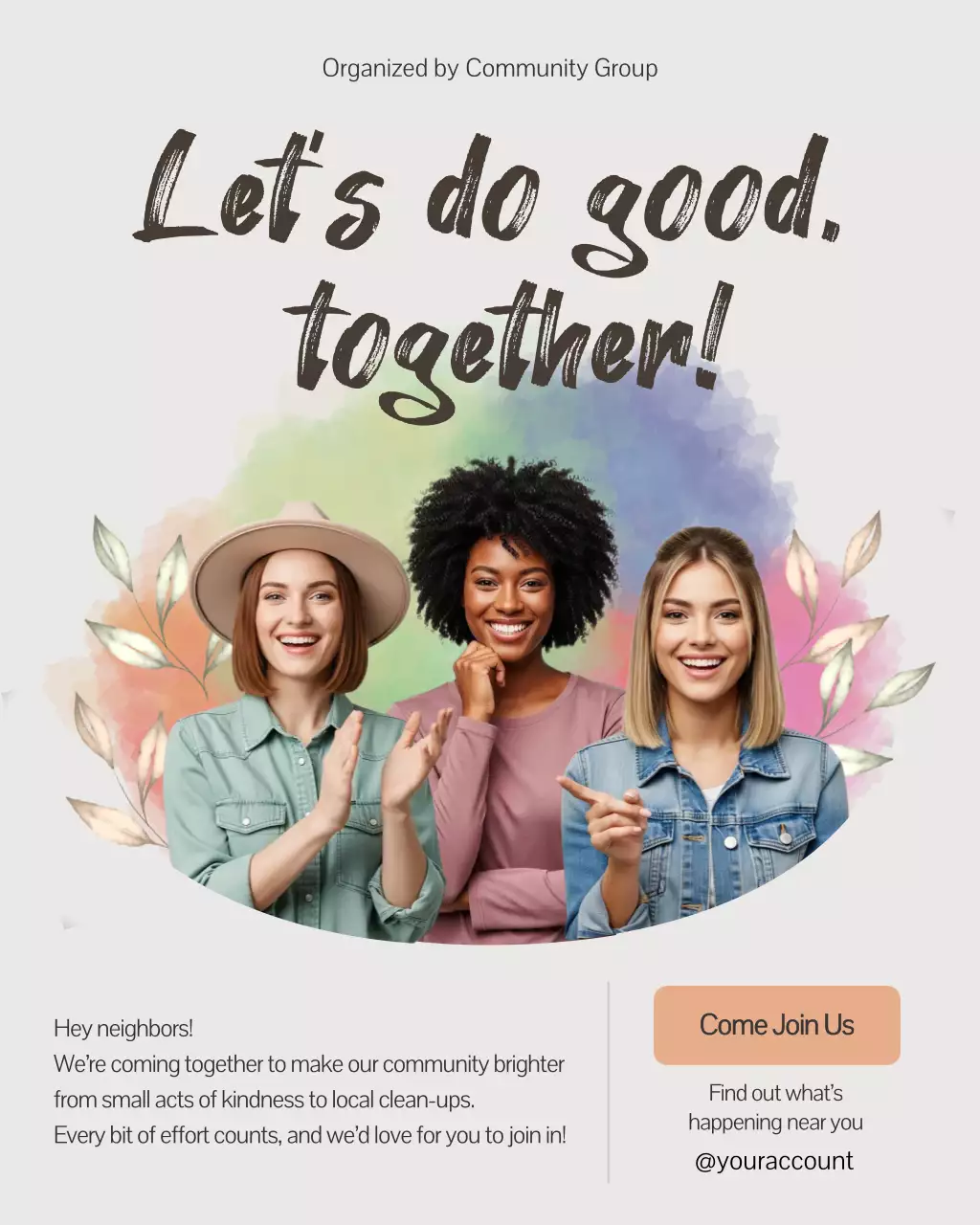 Undangan Komunitas Modern Cat Air Beige Postingan Instagram