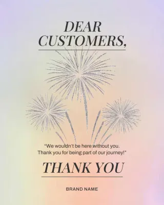 Postagem no Instagram do cartão de agradecimento ao cliente Rainbow Elegant