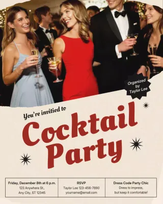 Postingan Instagram Undangan Koktail Merah Elegan