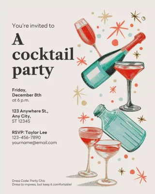 Postingan Instagram Undangan Koktail Retro Beige