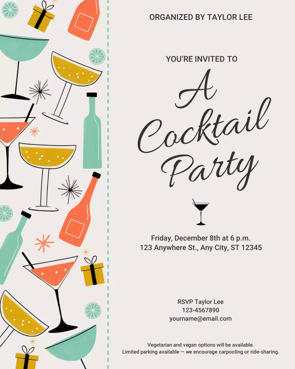 Postingan Instagram Undangan Koktail Retro Mint