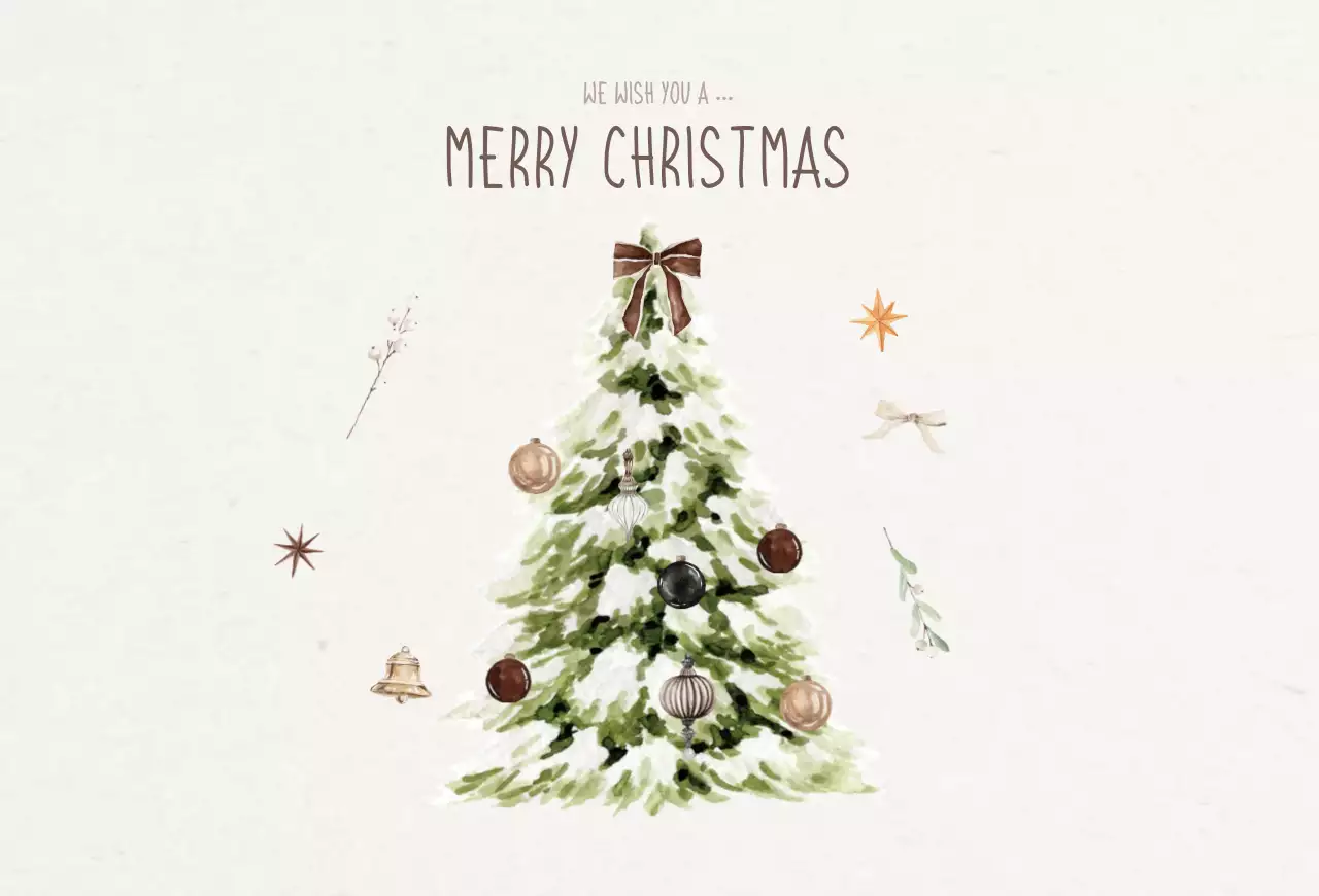 베이지 빈티지 크리스마스 엽서