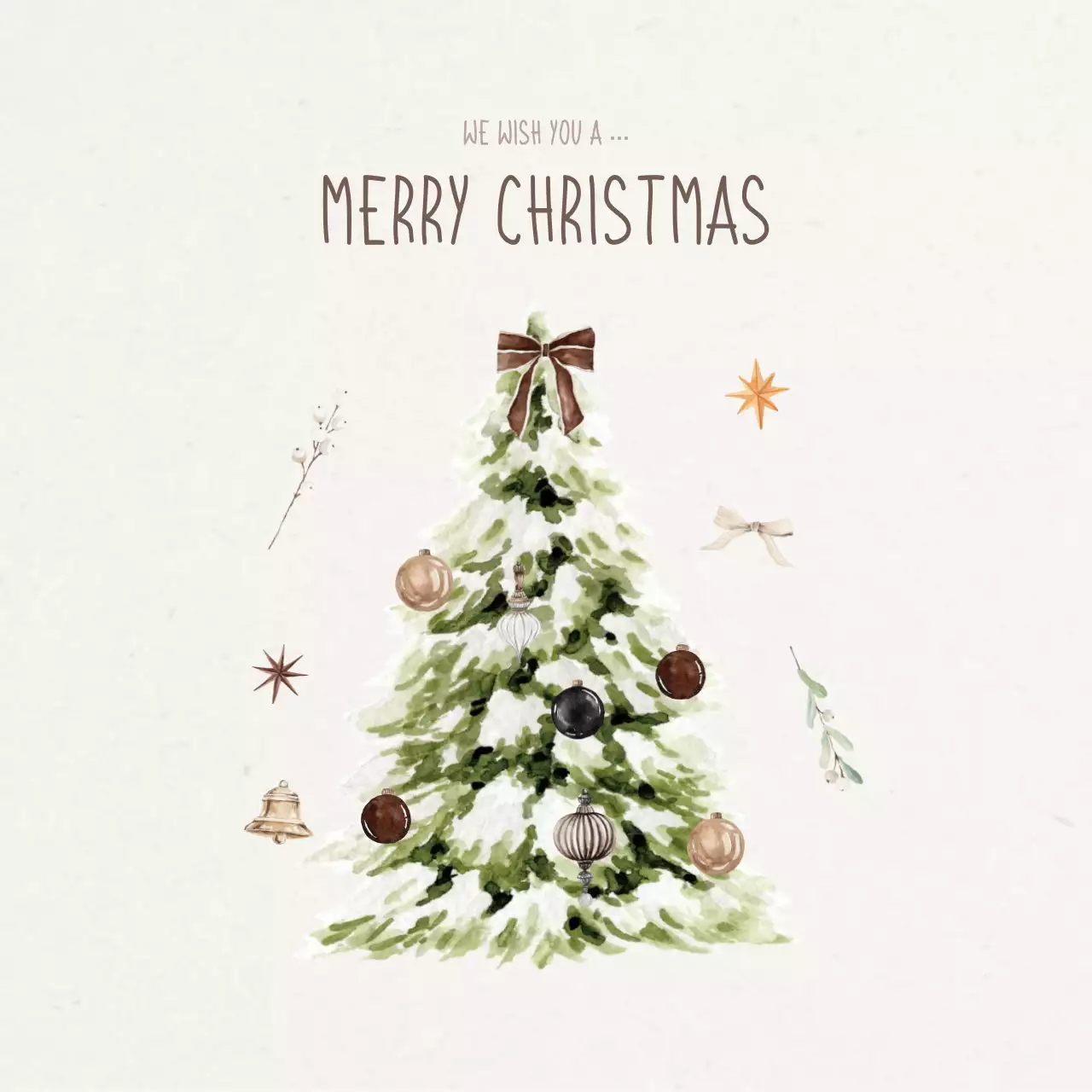 베이지 빈티지 크리스마스 엽서